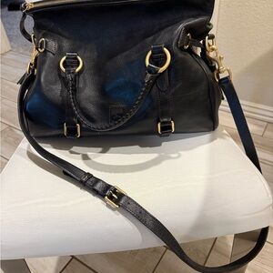 Dooney & Bourke Black and Gold Shoulder Bag with Adjustable Strap